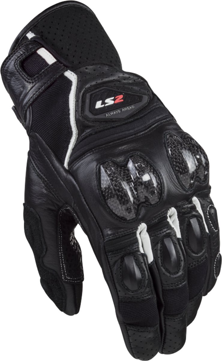 LS2 Handschoenen LS2 Spark 2 leather zwart / wit maat S - motor handschoenen - scooter handschoenen