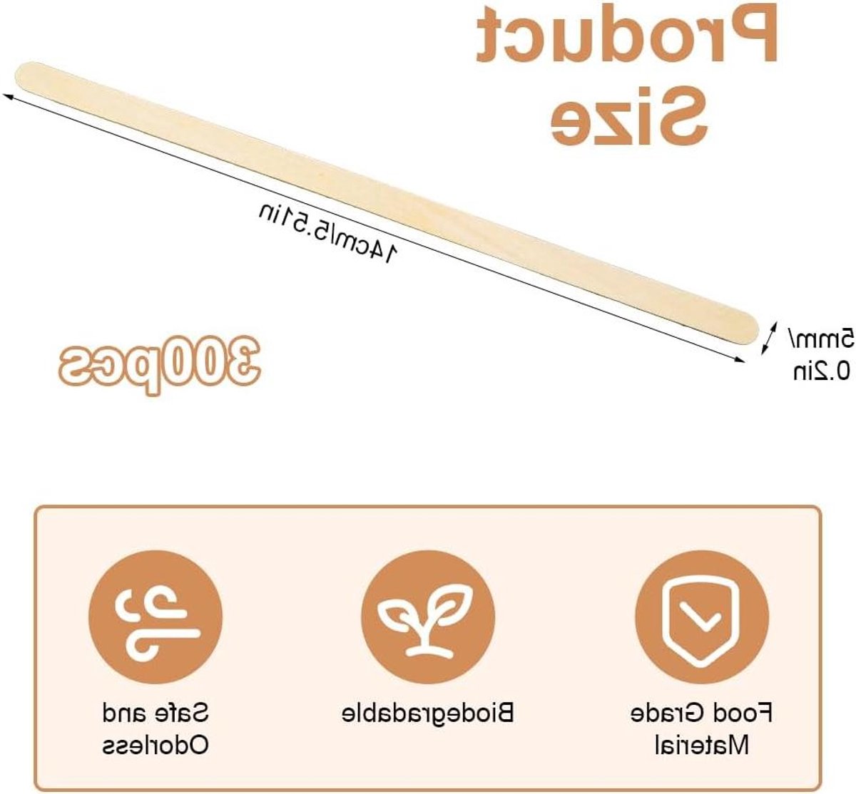 JGS Premium - Houten Koffieroerstaafjes 300 stuks | 14cm lang | Ideaal voor Koffie, Thee, Melk, Sap, Ijs en Ambachten.