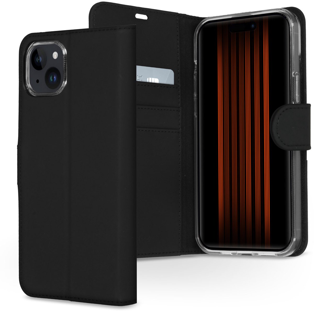 Accezz Hoesje Geschikt voor iPhone 15 Plus Hoesje Met Pasjeshouder - Accezz Wallet Softcase Bookcase - Zwart