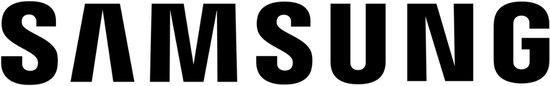 Zwart Samsung logo.