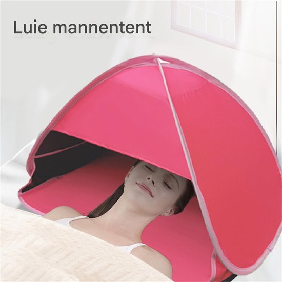 Hoofdsteuntent - Kleine zonneluifel - Draagbare tent met telefoonhouder - Bescherming tegen zon en wind - Opvouwbaar - Geschikt voor buitengebruik op het strand - Rood - 70x50x45 cm - 1 st. van Merkloos — afbeelding 3