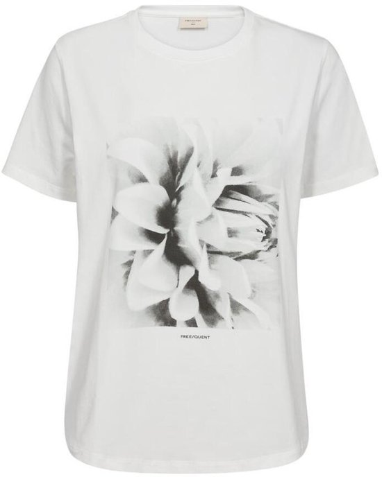 Freequent T-shirt Fqsure Tee 207188 Bright White W. Black Dames Maat - M