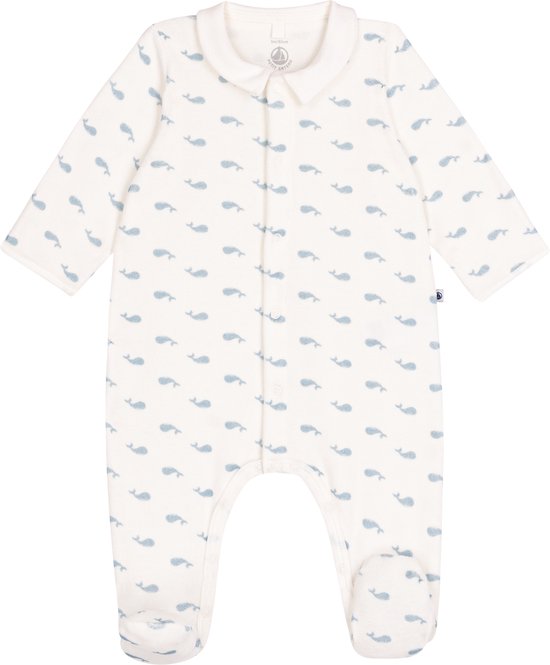 Pyjama bébé en velours Petit Bateau avec col et imprimé baleine