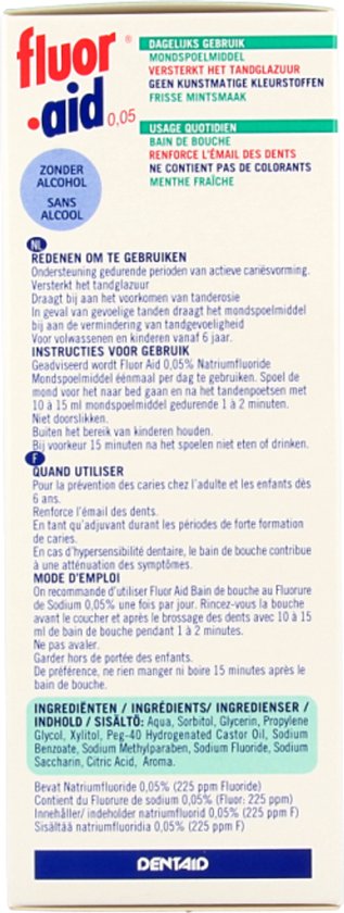 Fluor Aid 0.05 Mondwater - 500 ml