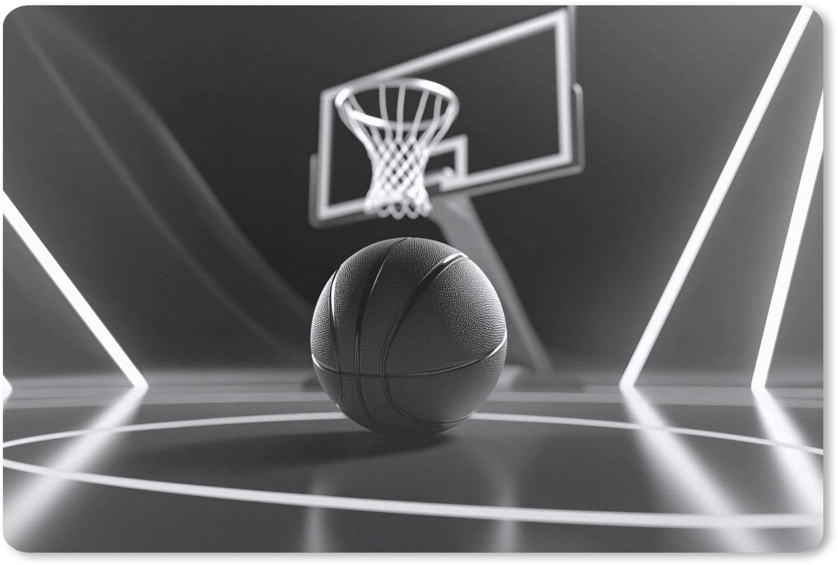 Muismat 27x18 cm - Mousepad Basketbal - Basketbalveld - Lichtlijnen - Muismatten