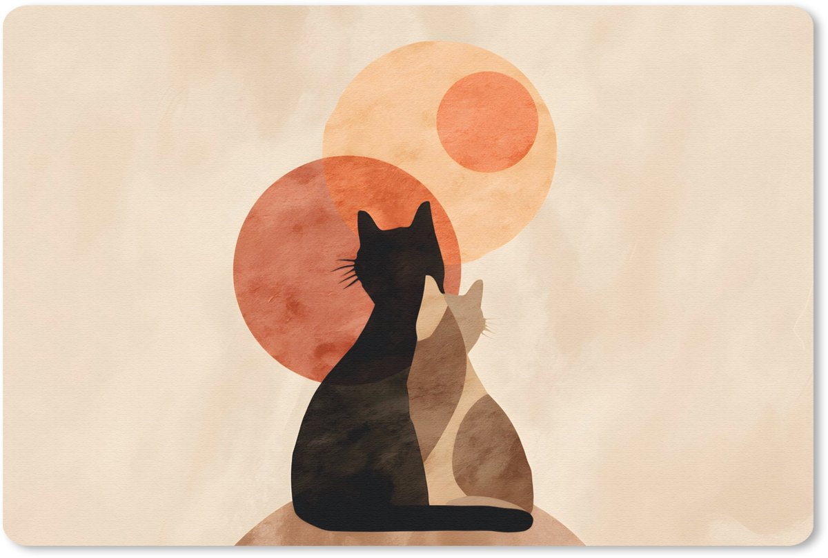 Muismat 27x18 cm - Mousepad Katten - Zwart - Abstract - Cirkels - Muismatten