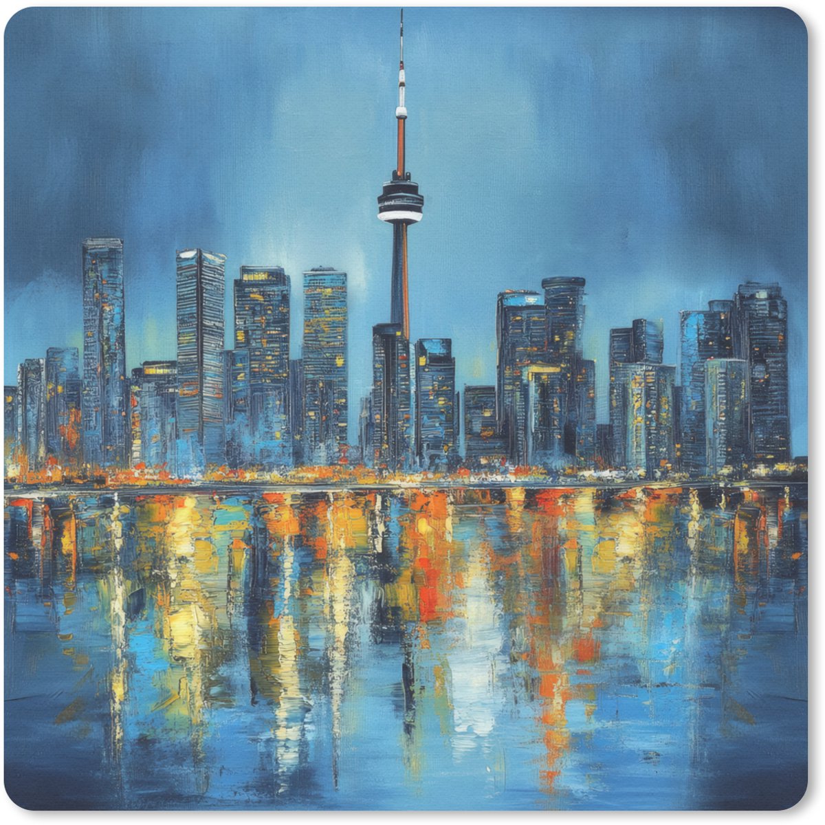 Muismat 30x30 cm - Mousepad Skyline Toronto - Water - Stadslichten - Toren - Muismatten