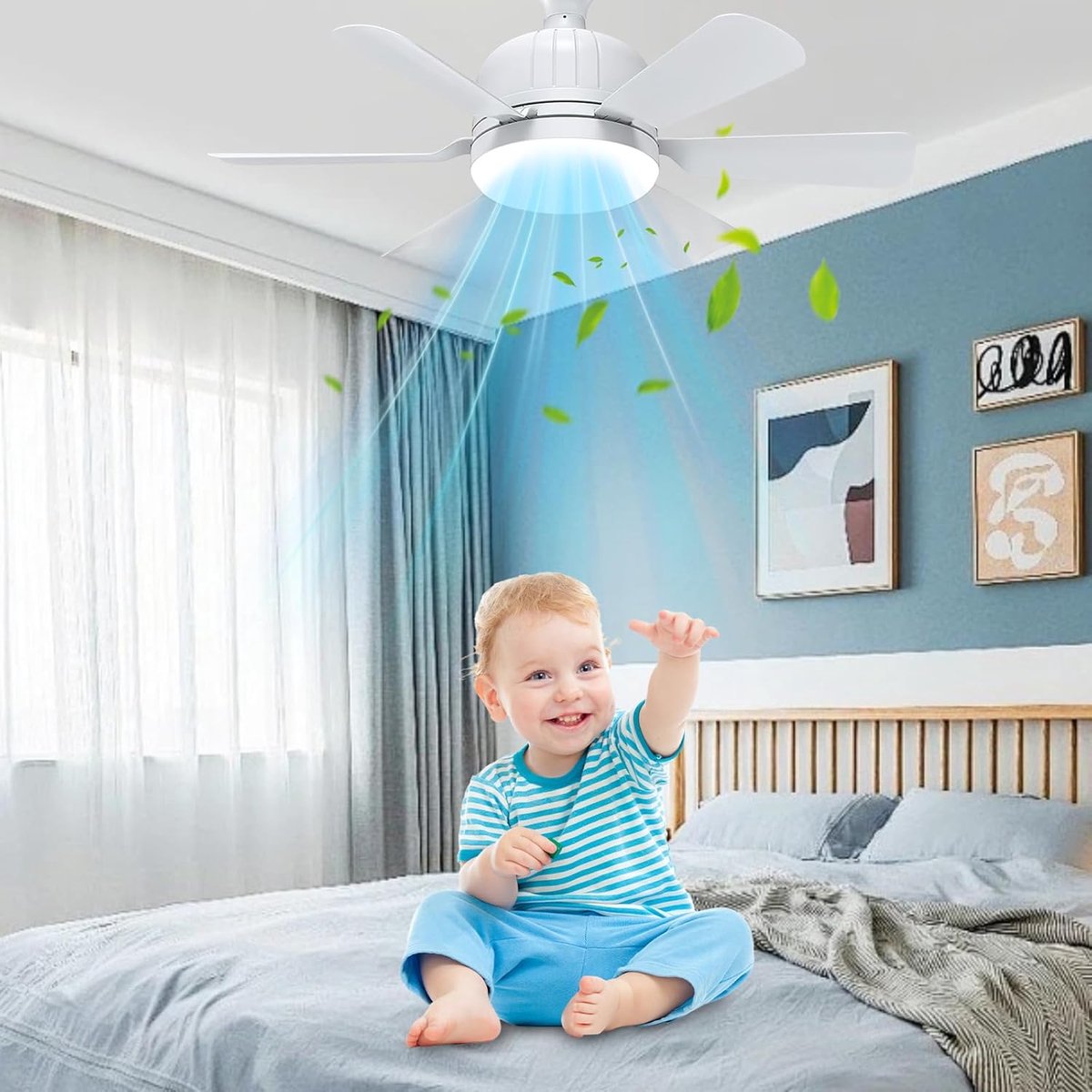 Plafondventilator met verlichting-plafond ventilator afstandbediening-plafondventilator met verlichting-6 blades-3 speed timer-silent 40w dimmable ceiling fan light-50cm thumbnail 3