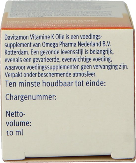 Davitamon Vitamine K Olie - vitamine K baby - speciaal ontwikkeld voor baby’s die nog borstvoeding krijgen - 10 ml