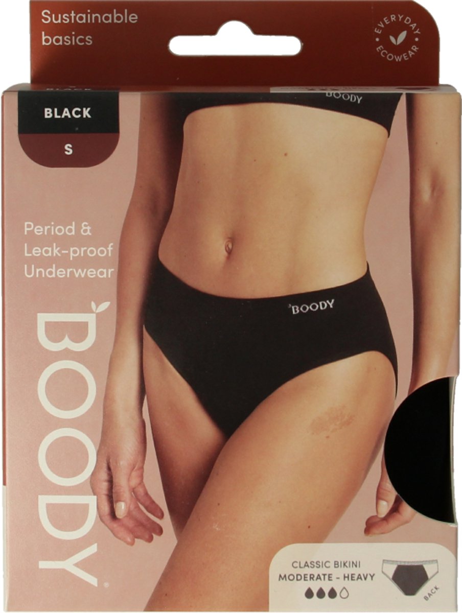 Boody Menstruatieondergoed bikinislip zwart norm/hevig S 1 Stuks