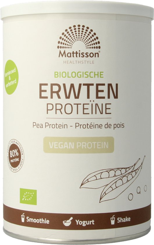 Mattisson - Biologische Erwten Proteïne Poeder - 80% Eiwitgehalte - Vegan Eiwit Supplement - 350 Gram