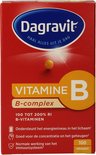 Rode verpakking van Dagravit Vitamine B B-complex met "HAAL ALLES UIT JE DAG" en "100 DRAGEES".