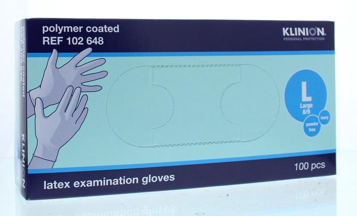 Goedkoopste Klinion protection latex handschoenen poedervrij L Klinion - Wit - Latex - Poedervrij