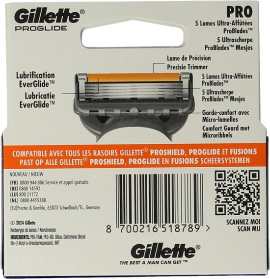Gillette Proglide manual blades 4 Stuks