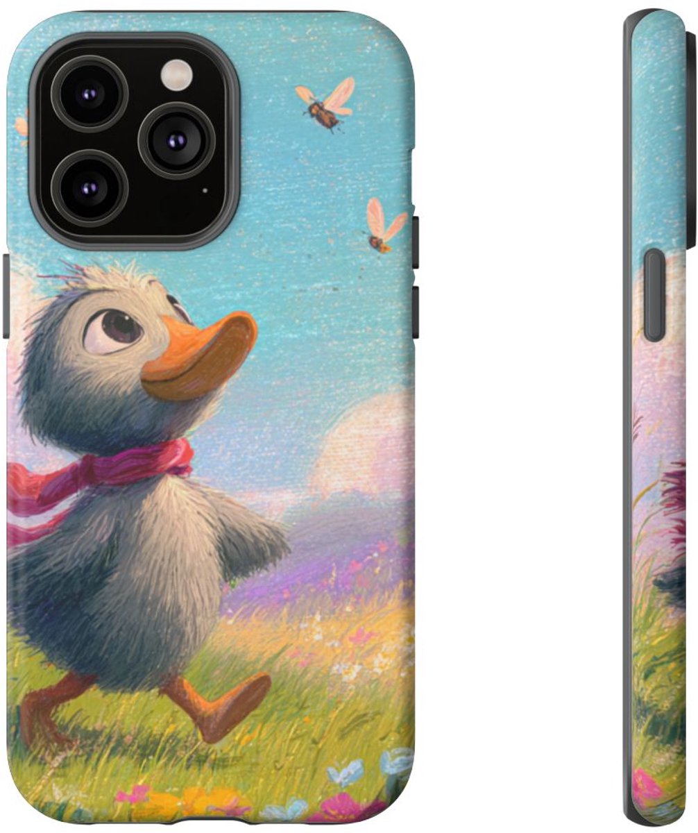 Vrolijk Eendje in Lenteweide – Telefoonhoesje Geschikt voor iPhone 14 Pro Max