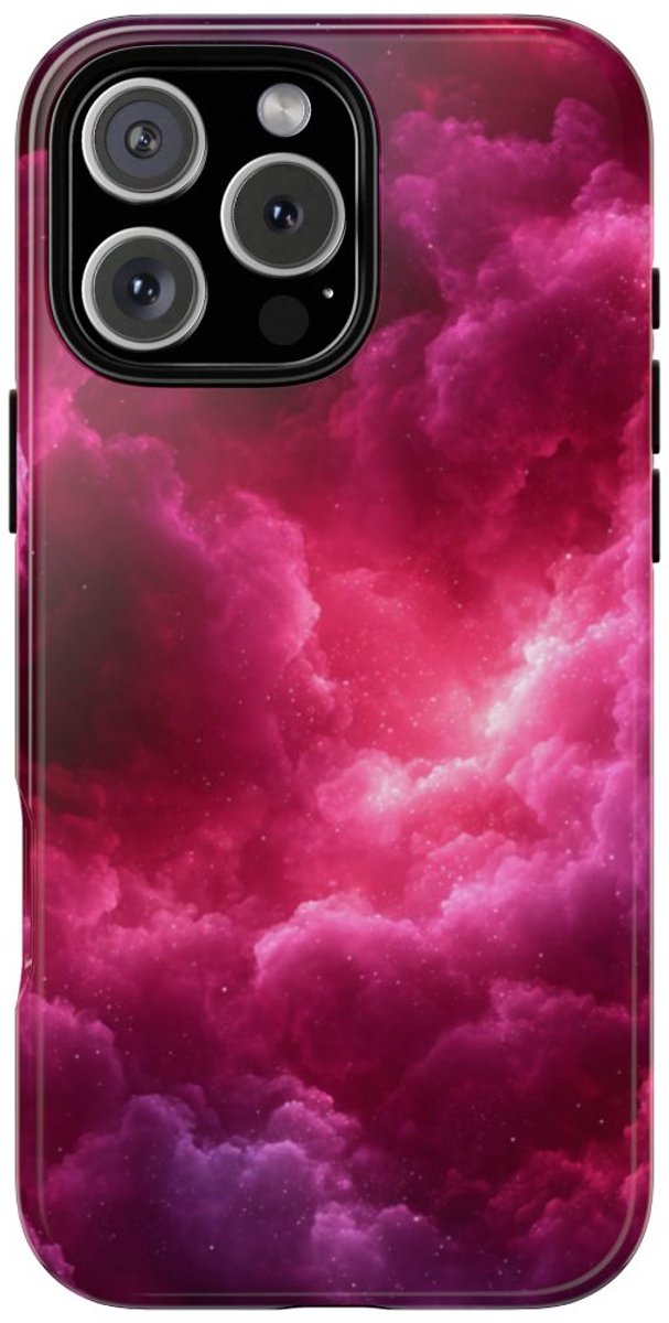 Roze en Bourgondische Nevelwolken – Telefoonhoesje Geschikt voor iPhone 16 Pro Max