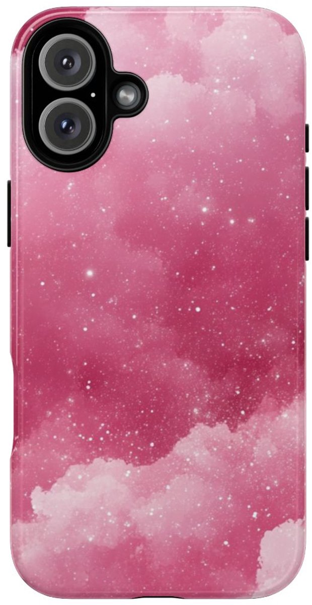 Roze Glitterwolkenstructuur – Telefoonhoesje Geschikt voor iPhone 16 Plus