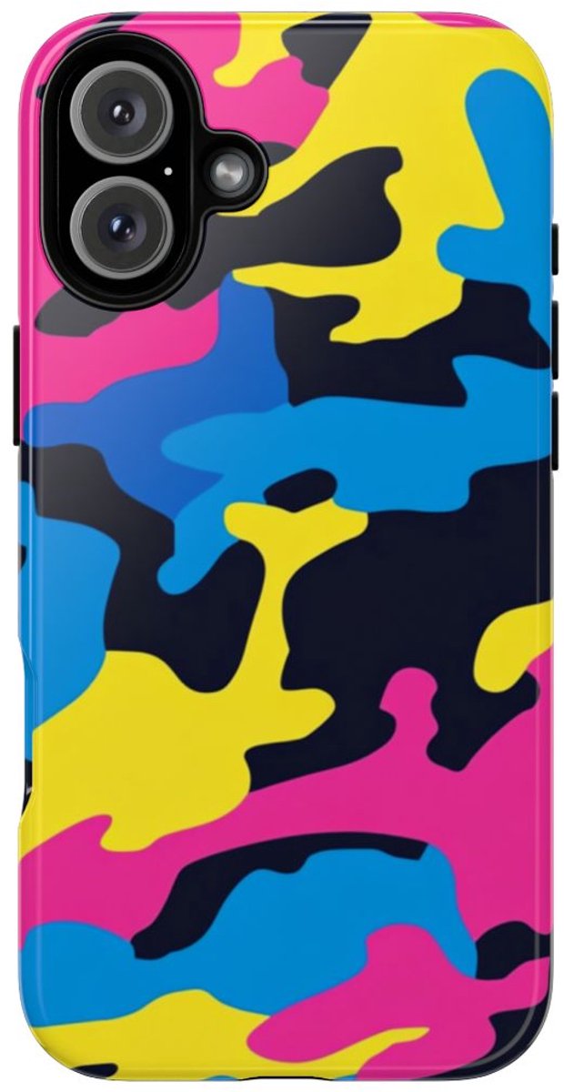 Neon Kleurrijk Camouflagepatroon – Telefoonhoesje Geschikt voor iPhone 16 Plus