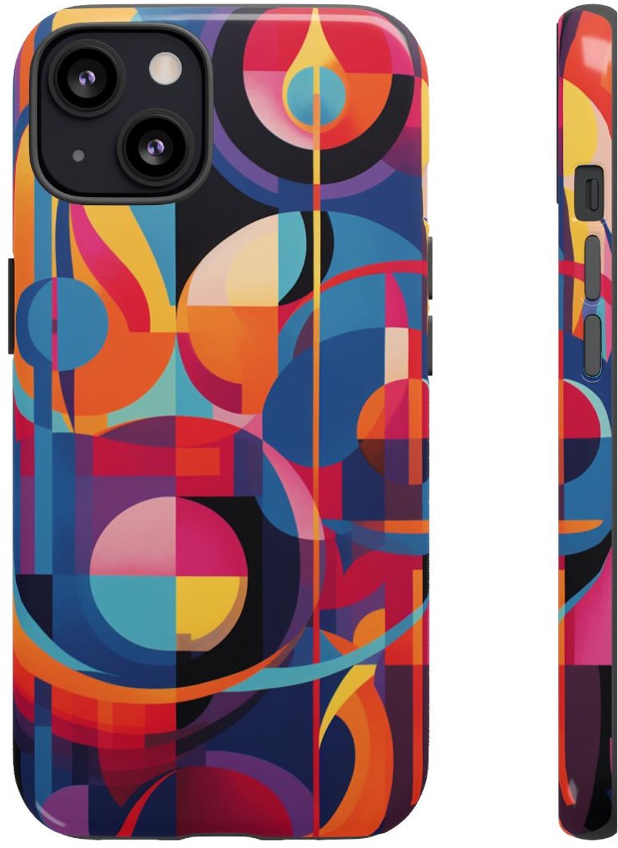 Vrolijke Geometrische Abstracte Kunst – Telefoonhoesje Geschikt voor iPhone 13