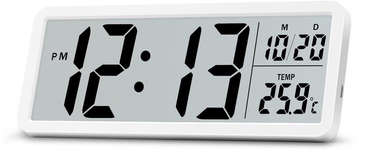 Digitale Wandklok 8.5 inch - Werkt op Batterijen met Helder LCD-display - Voor Thuis & Kantoor
