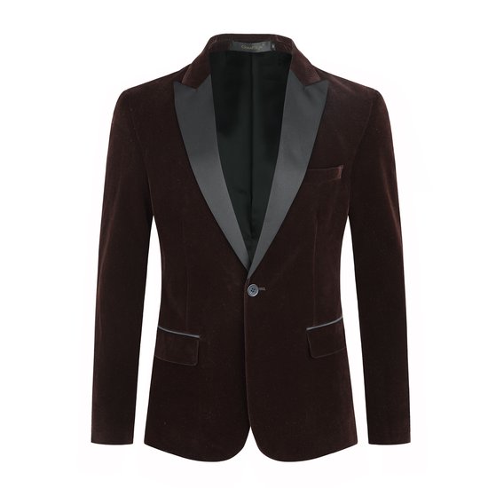 ALLTHEMEN Heren Fluwelen Blazer - Klassieke Halslijn - M