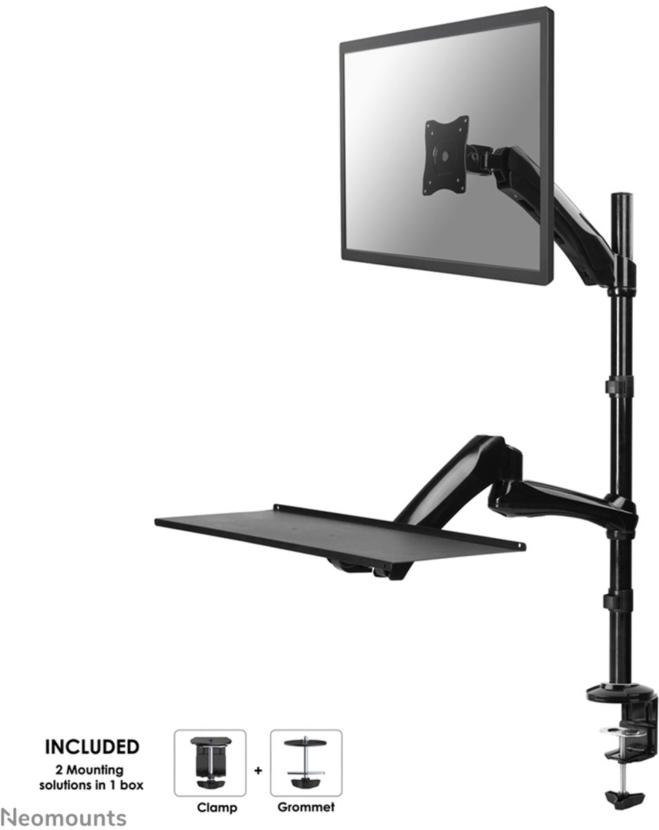Neomounts FPMA-D500KEYB Zit-sta werkstation bureau 1 scherm - 10-27" - 0-9 kg - gasveer - zwart