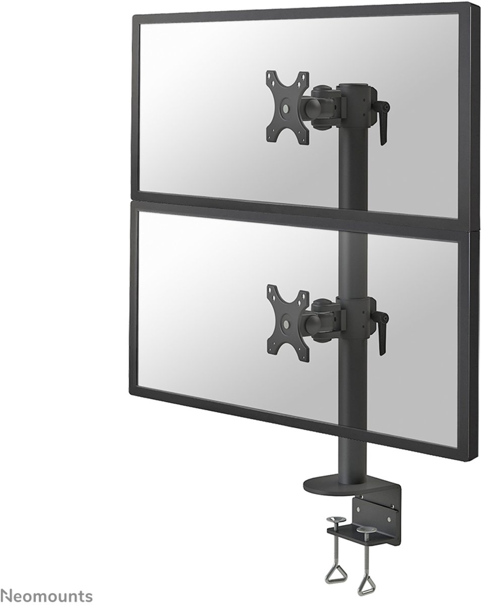 Bol.com Neomounts FPMA-D960DVBLACKPLUS Monitorarm 2 schermen - 17-49" - 0-15 kg/scherm (curved 13 kg/scherm) - verticale montage... aanbieding