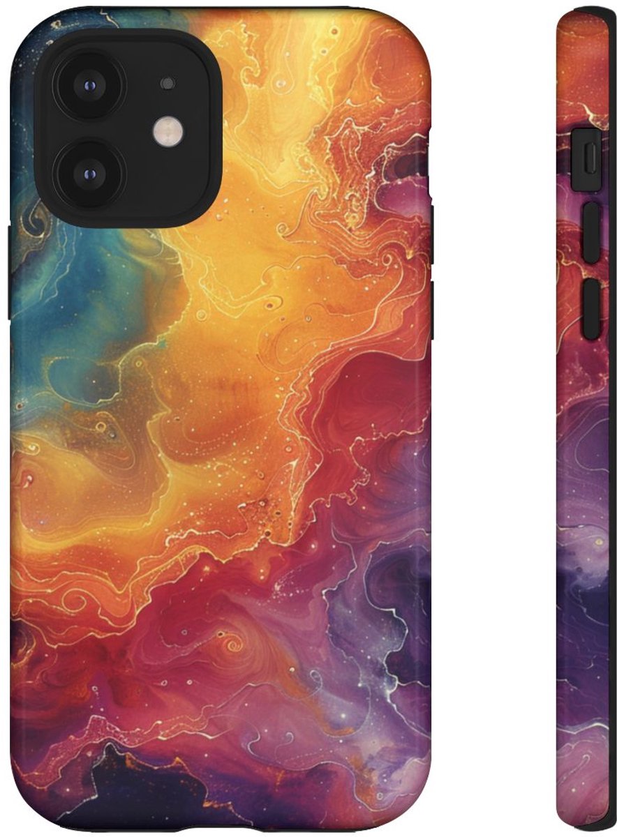 Kleurrijke Kosmische Nevel Abstract – Telefoonhoesje Geschikt voor iPhone 12