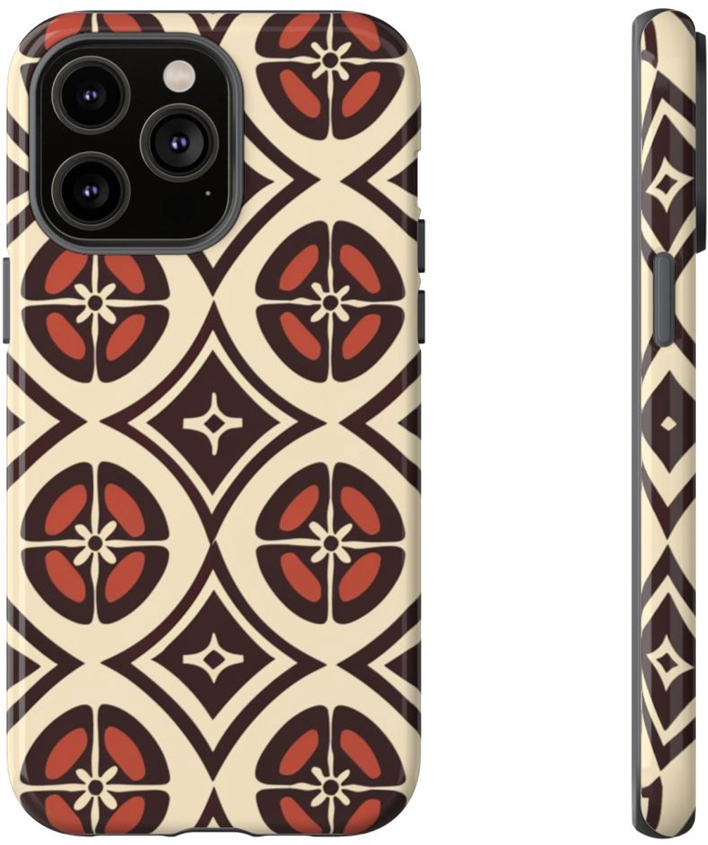 Geometrisch Bruin-Beige Patroon – Telefoonhoesje Geschikt voor iPhone 14 Pro Max