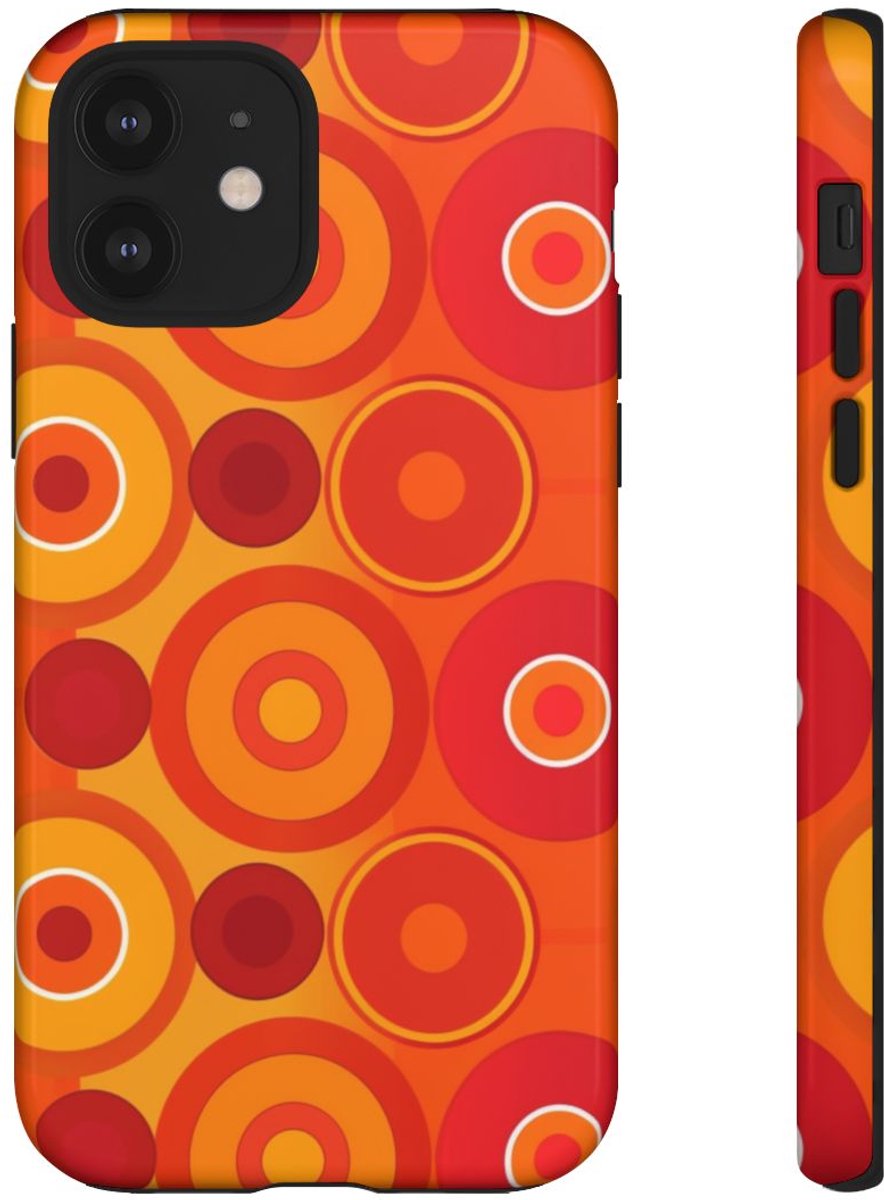 Oranje en Rode Cirkels met Glanzend Effect – Telefoonhoesje Geschikt voor iPhone 12