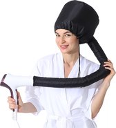 Bonnet Kap Haardroger - Extra grote - Extractor Hood - Verstelbare - Föhn-opzetstuk - Droogwarmtekap - Verdampingskap - Droogkap met Elastische Band - Voor Natuurlijke Krullend Textuur Haarverzorging, Snel Drogend, Styling - Zwart