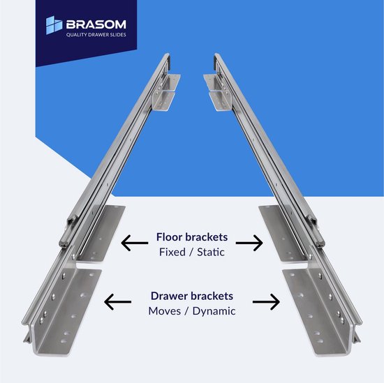 Set de glissières de tiroir + supports de tiroir 30 cm 12" entièrement extensibles et capacité de charge de 250 kg 2 pièces. glissières de tiroir de camping-car robustes 300 mm 12 pouces support de tiroir en aluminium à angle droit