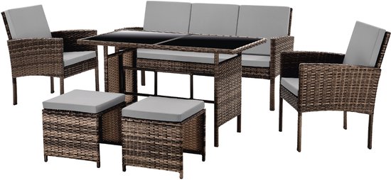 Svita Denver Poly Rotan Zitgroep – Lounge Set Bruin