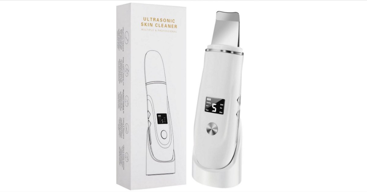 WNHB® Ultrasone Huidschraper – Diepe Gezichtsreiniging – Met LCD Display & Oplaadbare Basis – Verwijdert Mee-eters & Dode Huidcellen – Skin Scrubber