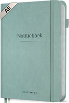 Systemyze Notitieboek A5 Hardcover Leer Gelinieerd – Notebook Journal – 256 Genummerde Pagina’s – 140 Grams Papier - Saliegroen