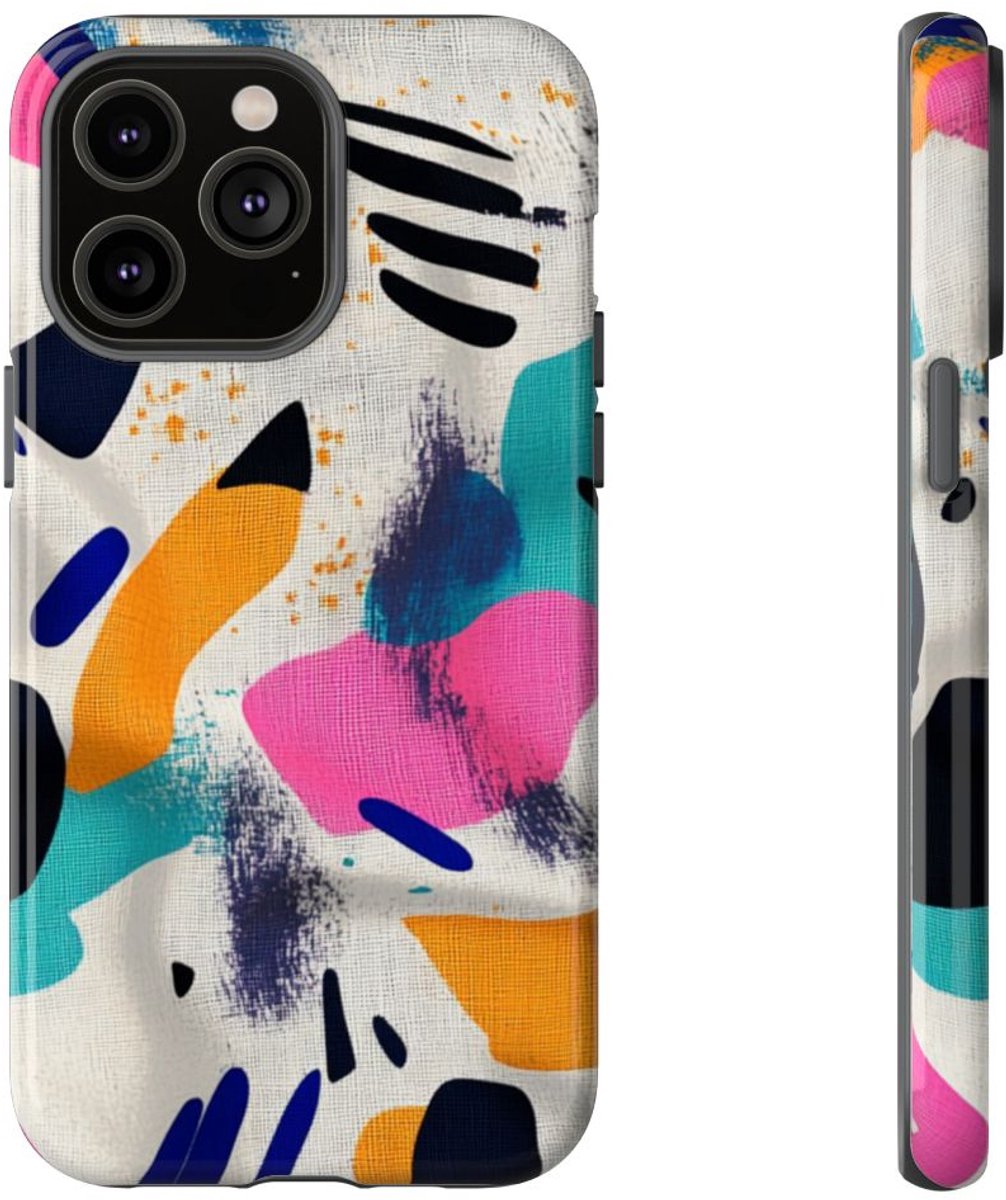 Kleurrijk Abstracte Vormenpatroon – Telefoonhoesje Geschikt voor iPhone 14 Pro Max