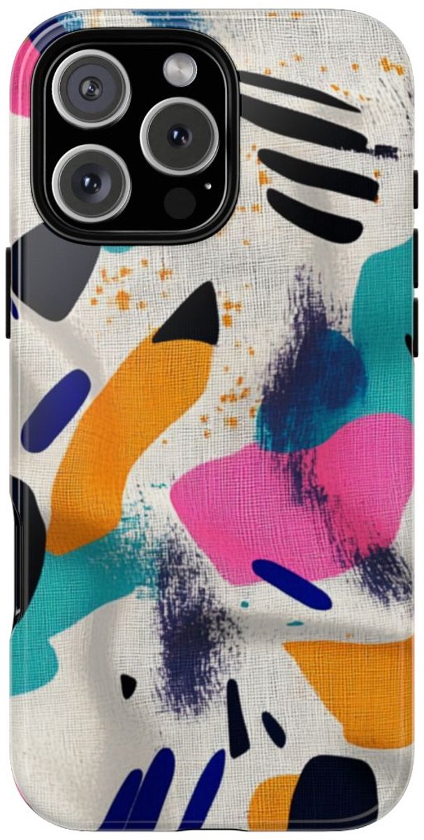 Kleurrijk Abstracte Vormenpatroon – Telefoonhoesje Geschikt voor iPhone 16 Pro Max