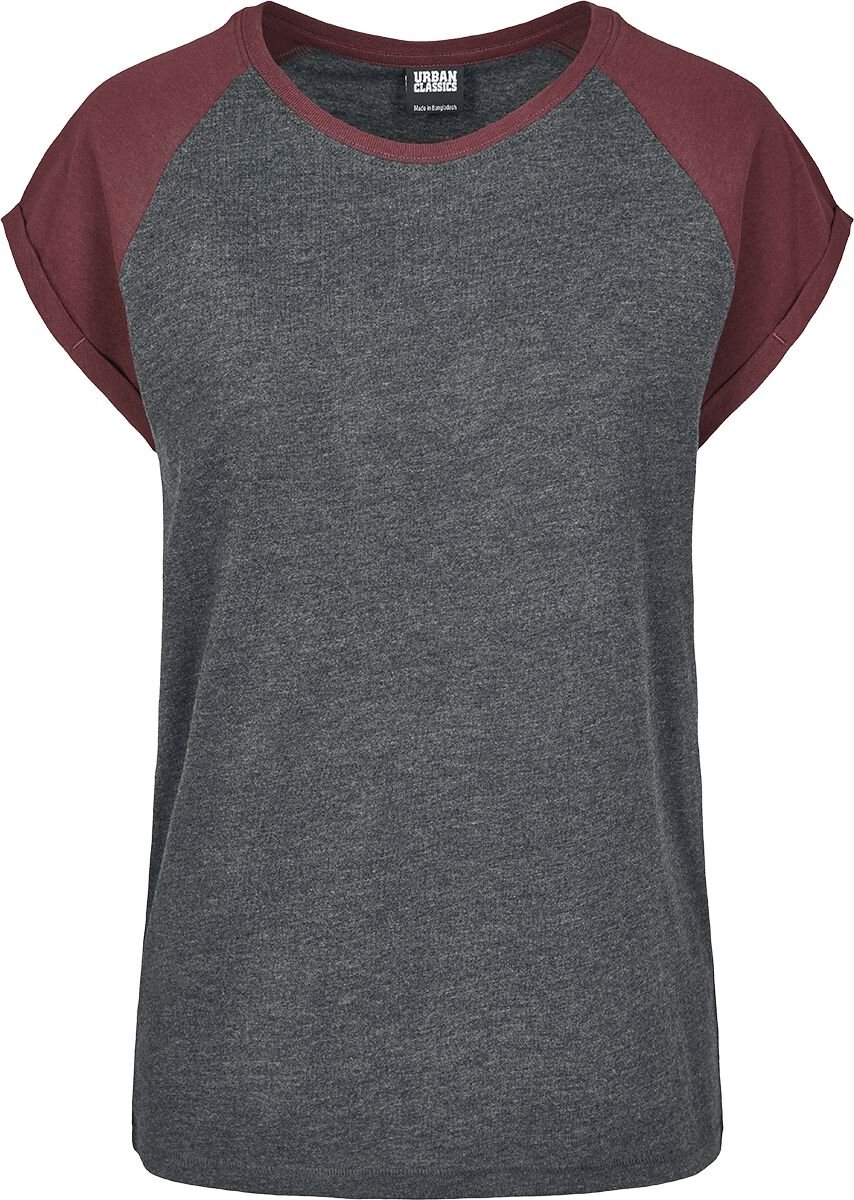 Urban Classics Contrast Raglan Tee Dames T-shirt /bordeauxrood XL Grijs