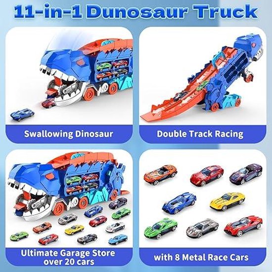 VTech - Marble Rush, elektronisch kogelcircuit Dino Adventure magnetische set XL400E, magnetisch dinosaurus bouwspel, 100 stuks, 10 ballen, cadeau voor kinderen vanaf 4 jaar - inhoud in het Frans