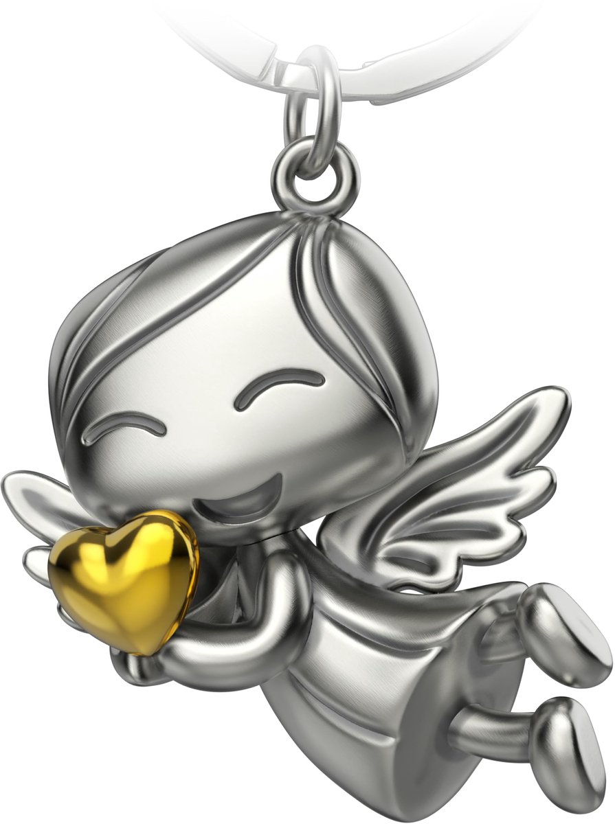 FABACH Beschermengel Sleutelhanger Geluk met Hart - Engel Geluksbrenger Sleutelhanger Liefde - Cadeau Beschermengel Geluksbrenger - Engel met Hart als cadeau-idee voor vriendin