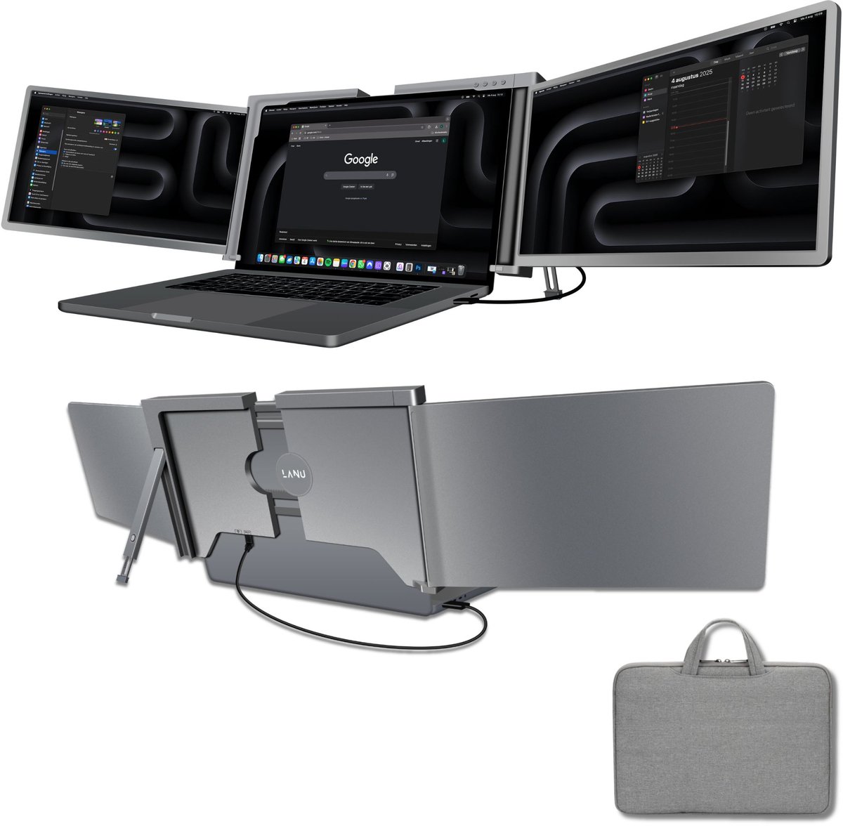 Triple Portable Monitor Expert 14" OneCable - IPS - Extra scherm laptop - Tri screen monitor - Inclusief draagtas