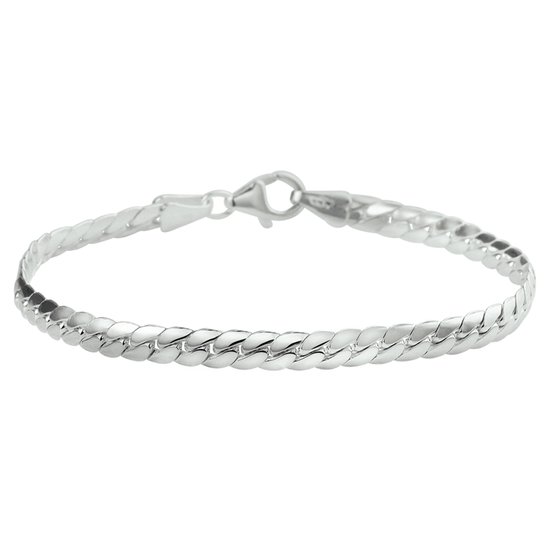 GLAMS - Bracelet Maille Gourmette Boule 4,5 mm - Argent