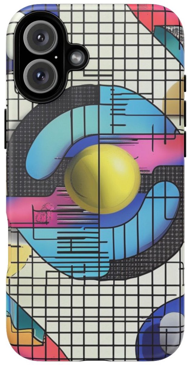 Kleurrijk Geometrisch Abstract Patroon – Telefoonhoesje Geschikt voor iPhone 16 Plus