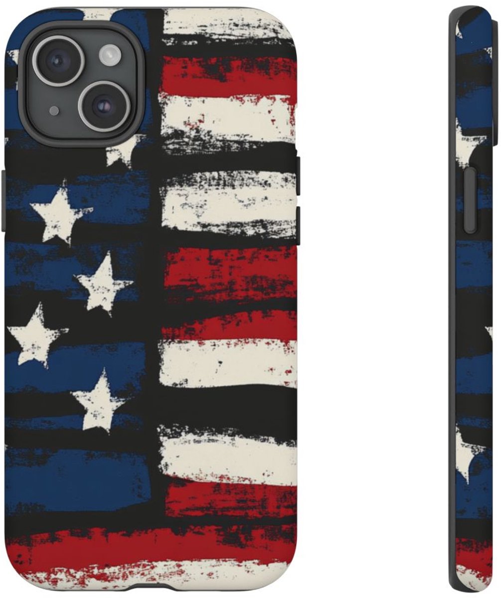 Verweerd Vlagpatroon met Vintage Effect – Telefoonhoesje Geschikt voor iPhone 15 Plus
