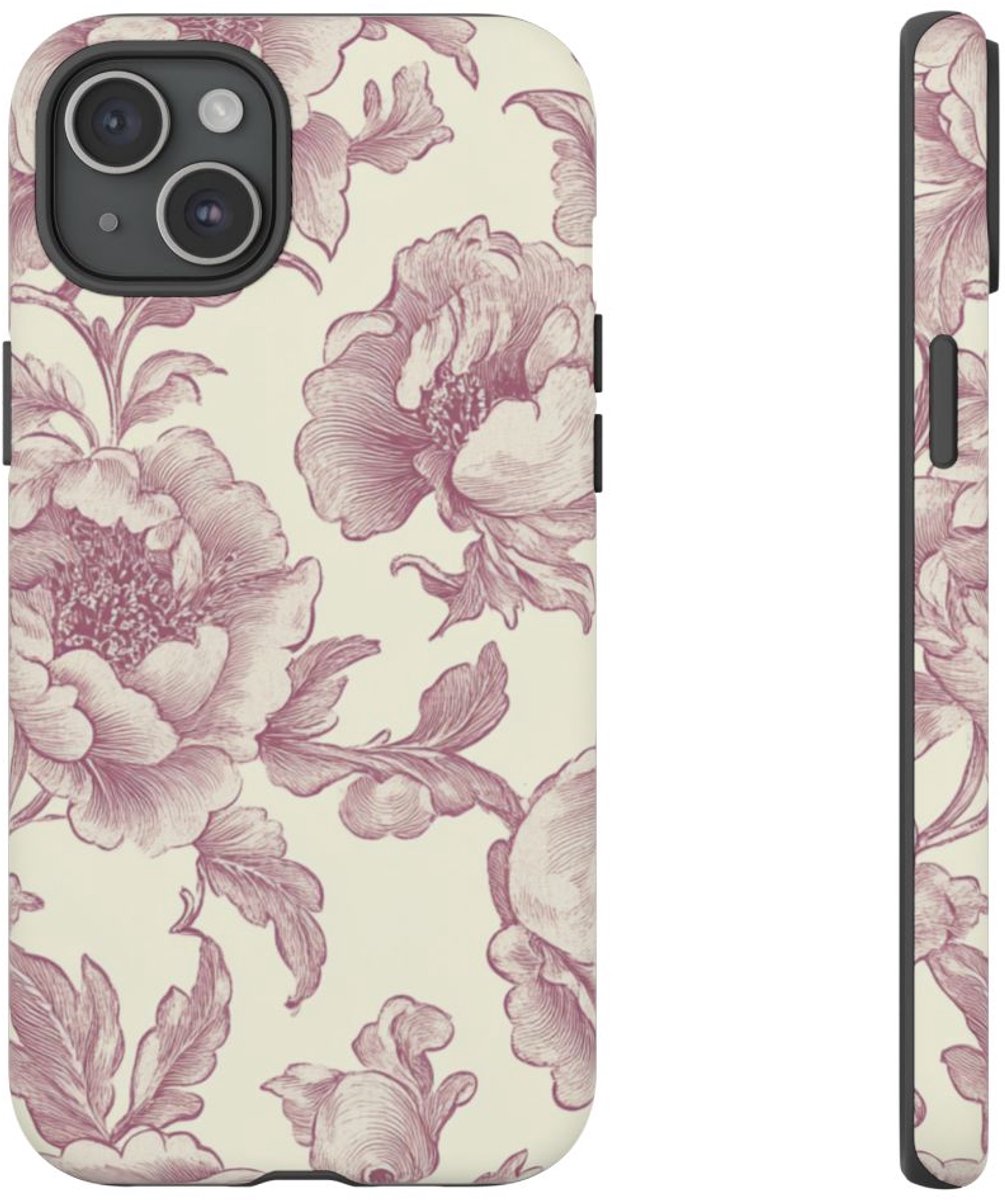 Elegante Victoriaanse Bloemenprint – Telefoonhoesje Geschikt voor iPhone 15 Plus