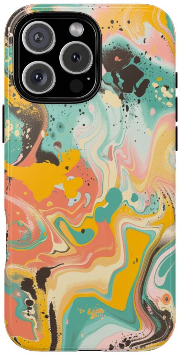 Kleurrijke Abstracte Vloeibare Kunst – Telefoonhoesje Geschikt voor iPhone 16 Pro Max
