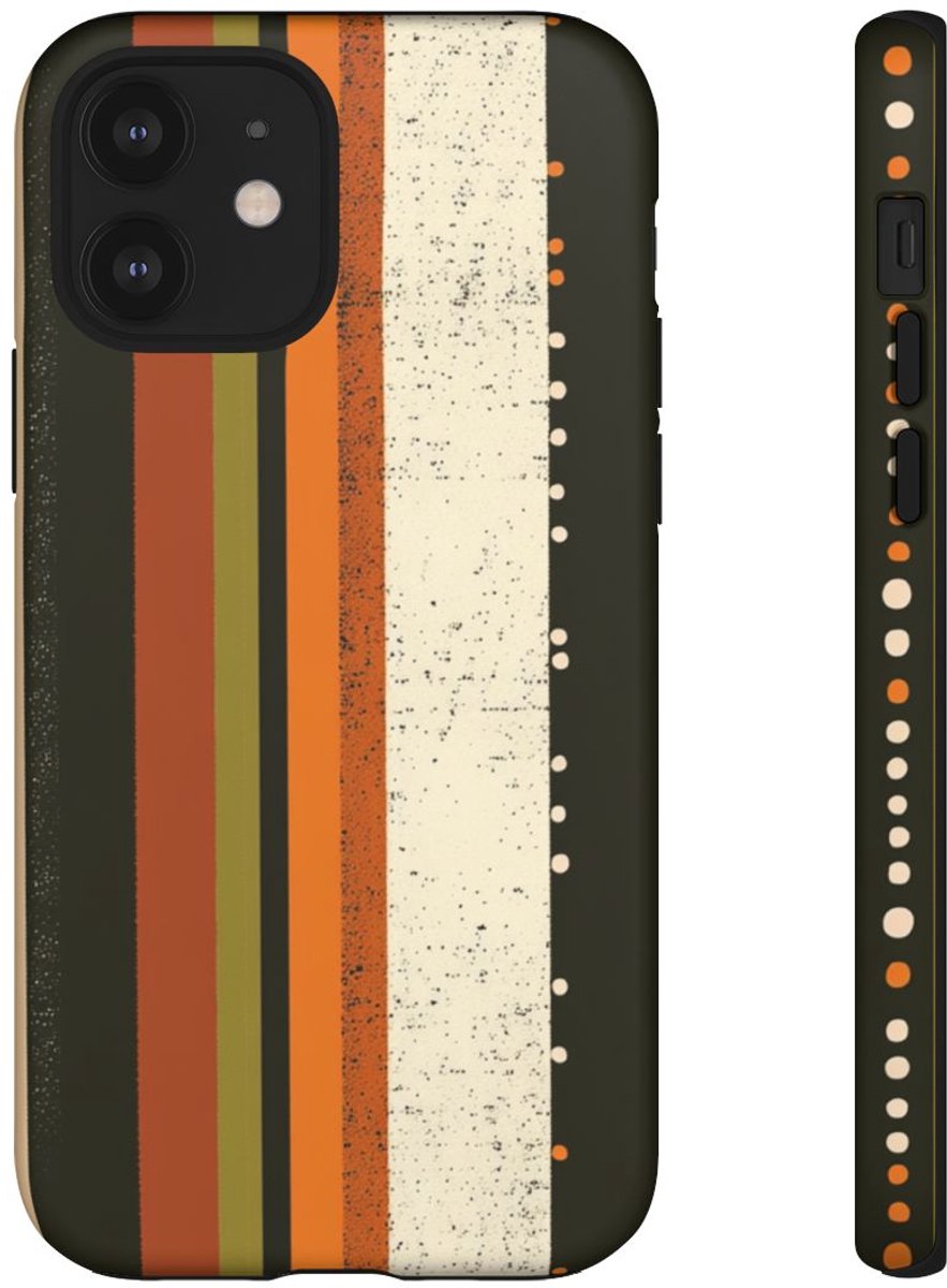 Retro Verticale Strepen en Stippenpatroon – Telefoonhoesje Geschikt voor iPhone 12