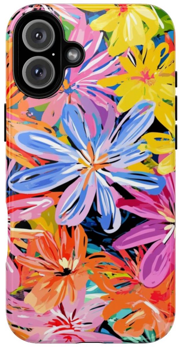 Kleurrijk Abstract Bloemenpatroon – Telefoonhoesje Geschikt voor iPhone 16 Plus