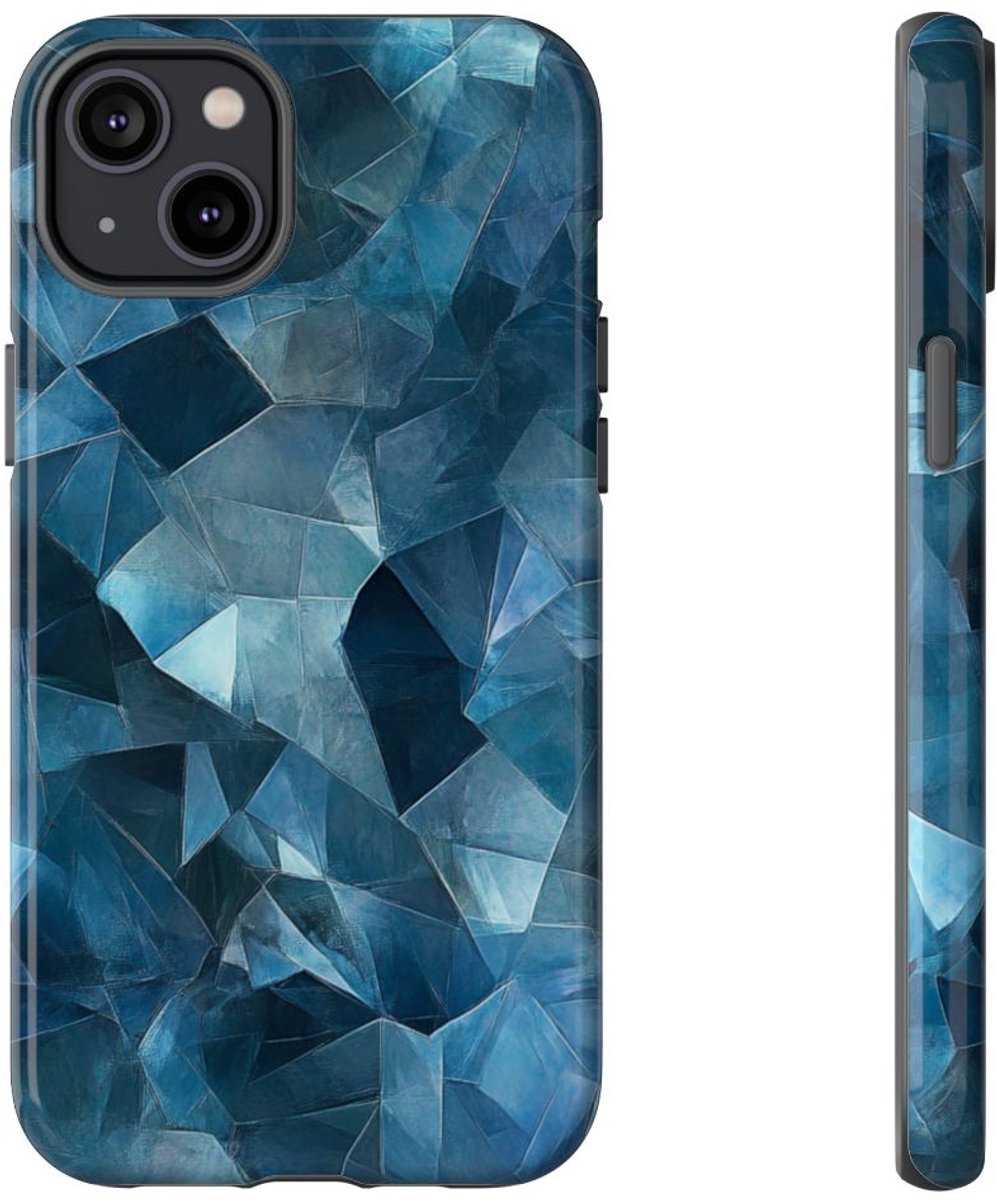 Blauw Gekristalliseerd Abstract Patroon – Telefoonhoesje Geschikt voor iPhone 14 Plus