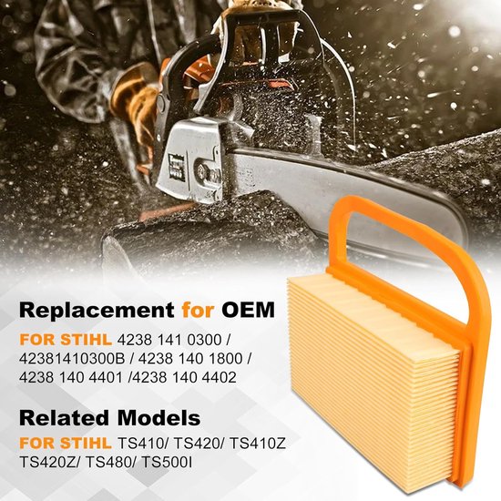 Luchtfilter + voorfilter --- geschikt voor Stihl TS410 TS420 TS410 TS410Z TS420Z 4238141 0300 4238140 4402 vervangende betonzaag van Merkloos	 — afbeelding 2